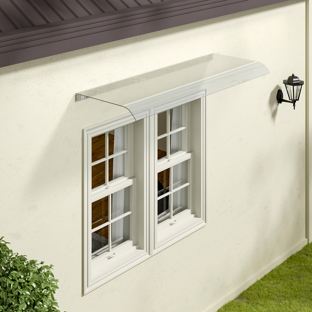 Living and Home Arched Transparent Window Door Awning Canopy 120cm Image 2