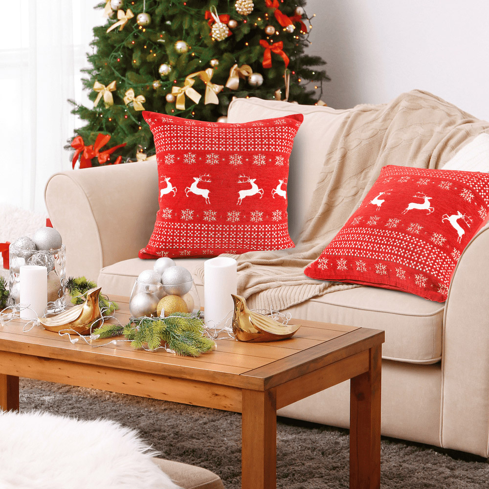 Noel Square Dancing Stage Cotton Chenille Cushion 43 x 43cm Image 3