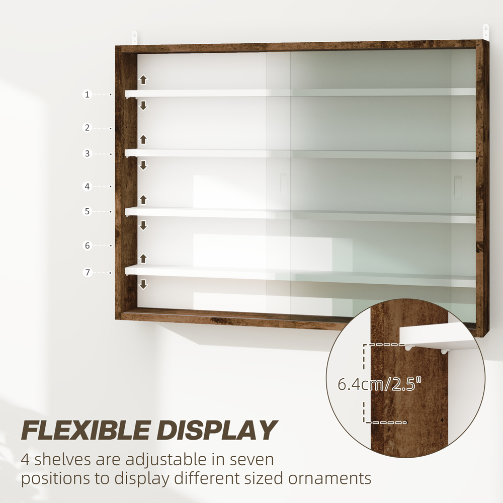 HOMCOM 5-TierGlass Door Wall Display Shelf Unit Image 7