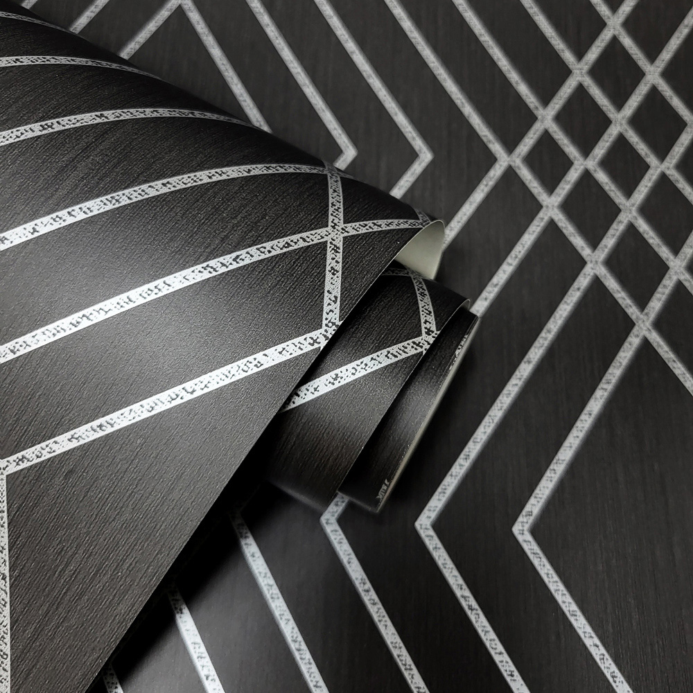 Fine Decor Shard Trellis Charcoal Wallpaper Image 3
