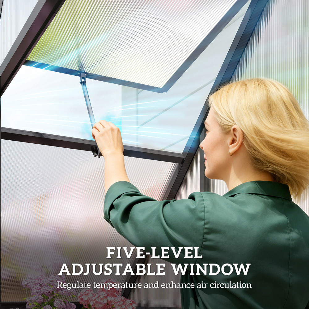 Outsunny Black Polycarbonate 5.5 x 2ft Walk-In Greenhouse with Swing Door Image 5