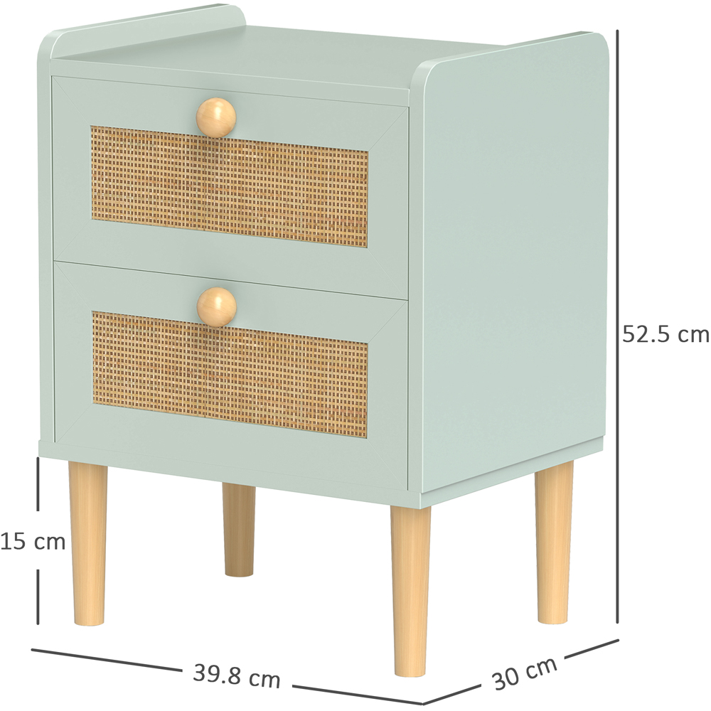 Portland 2 Drawer Olive Green Boho Rattan Chest of Drawers Image 9