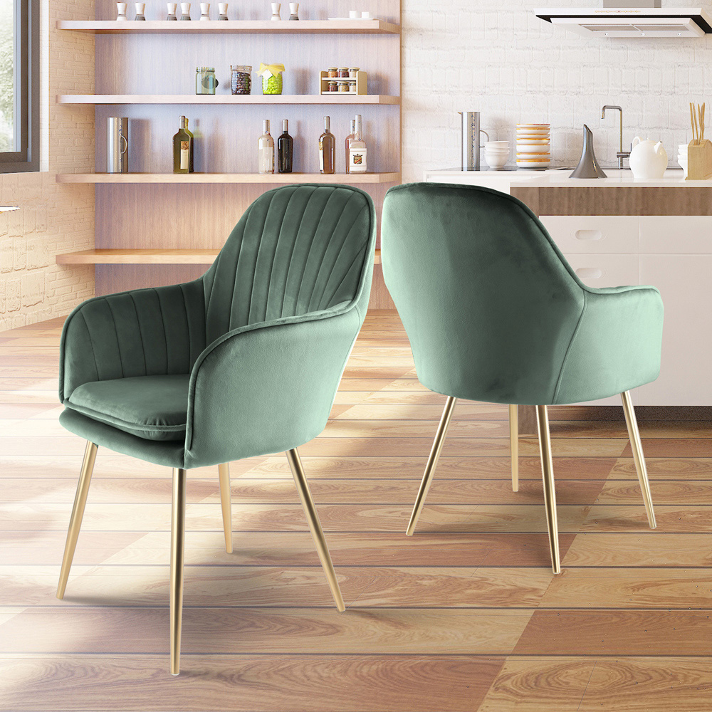 Muse Accent Chair in Velvet Upholstery - Green Image 5