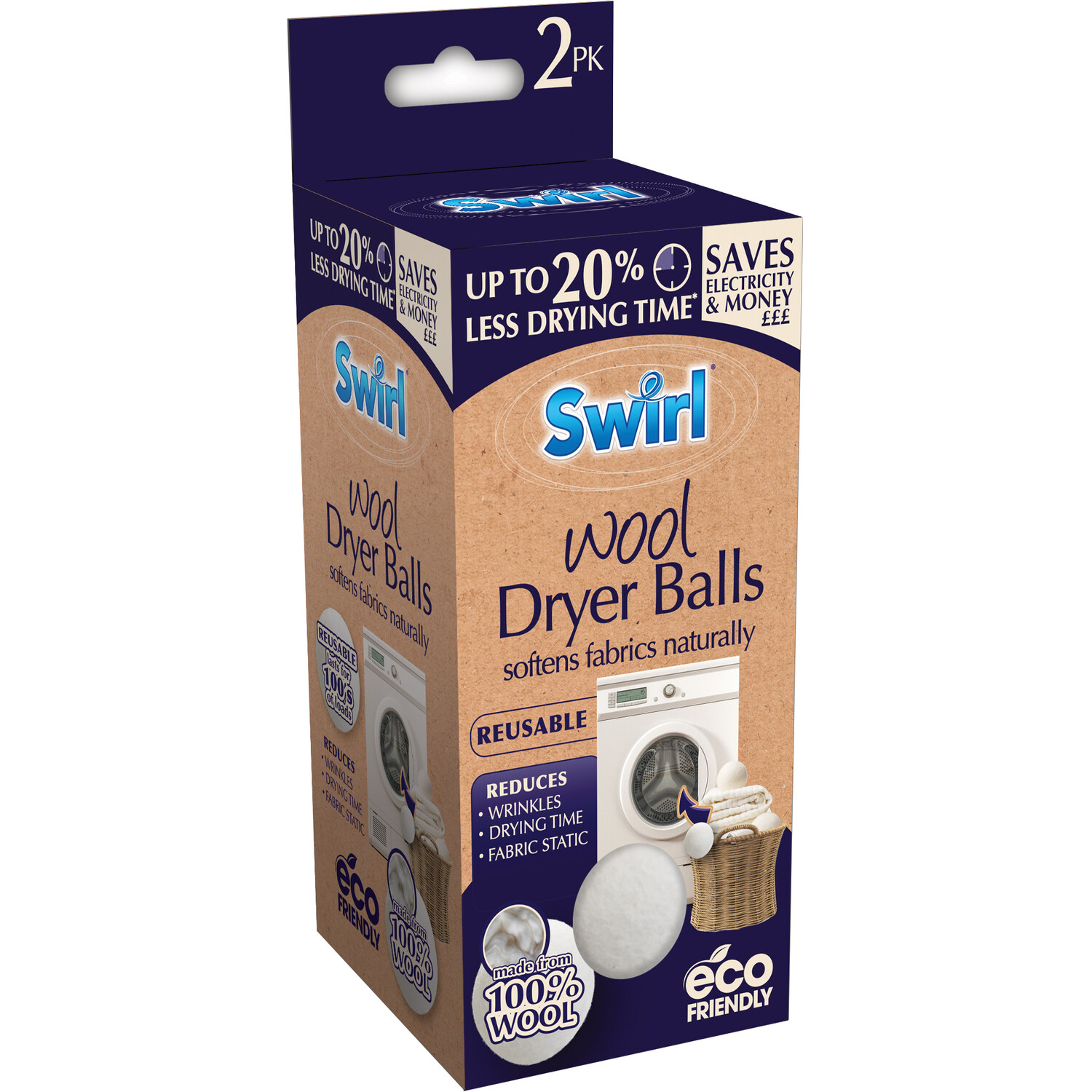 Pack of 2 Wool Dryer Balls - White Image