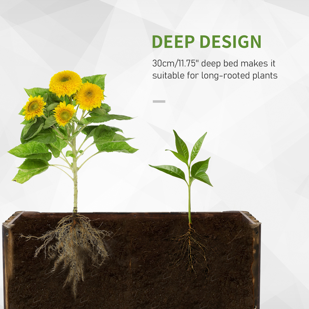Outsunny Wooden Rectangular Raised Bed Planter 40 x 38.5 x 100cm Image 6