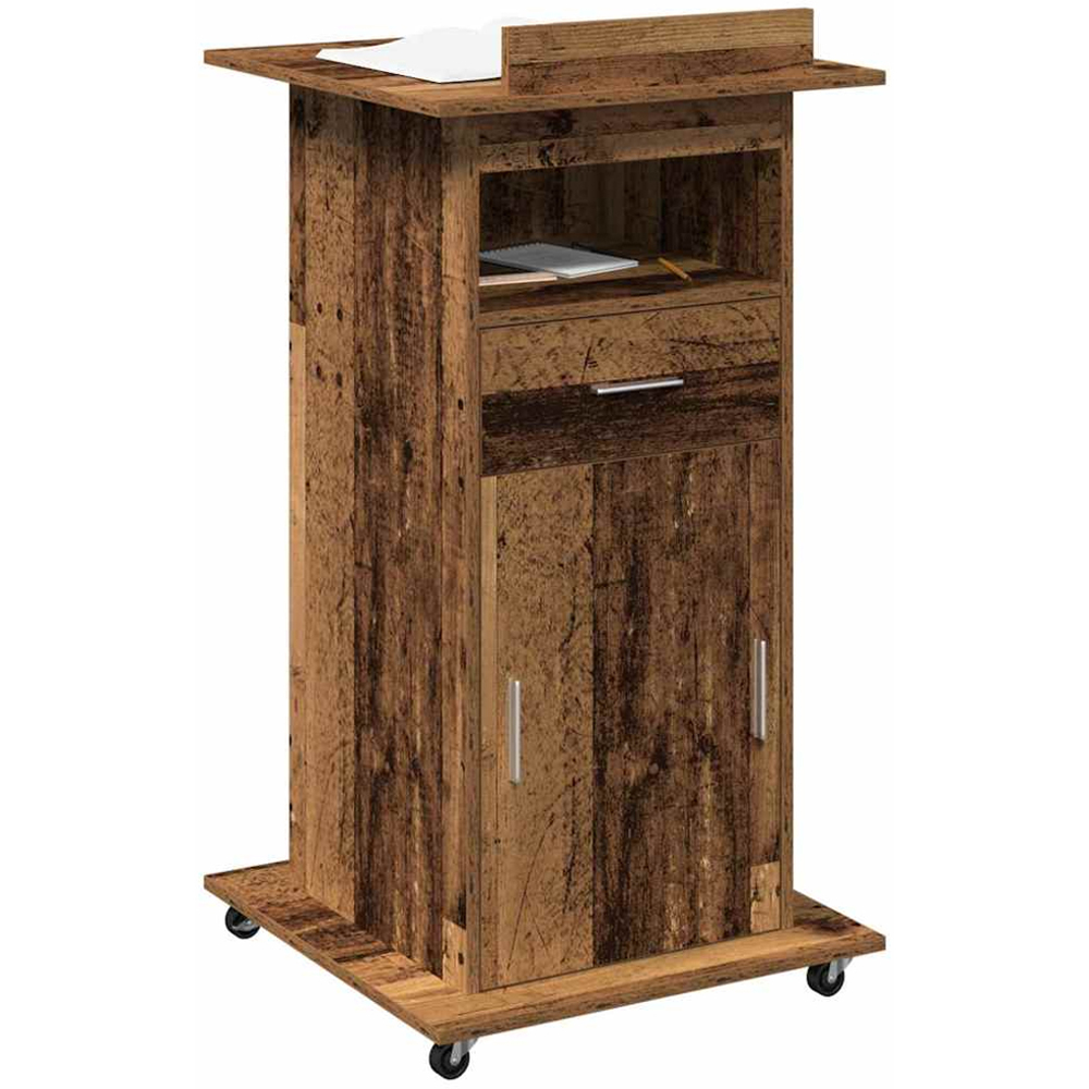 vidaXL Single Door Single Drawer Single Shelf Brown Office Podium Image 3