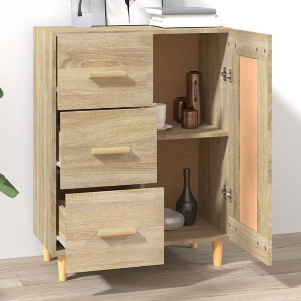 vidaXL Single Door 3 Drawer Sonoma Oak Sideboard Image 1