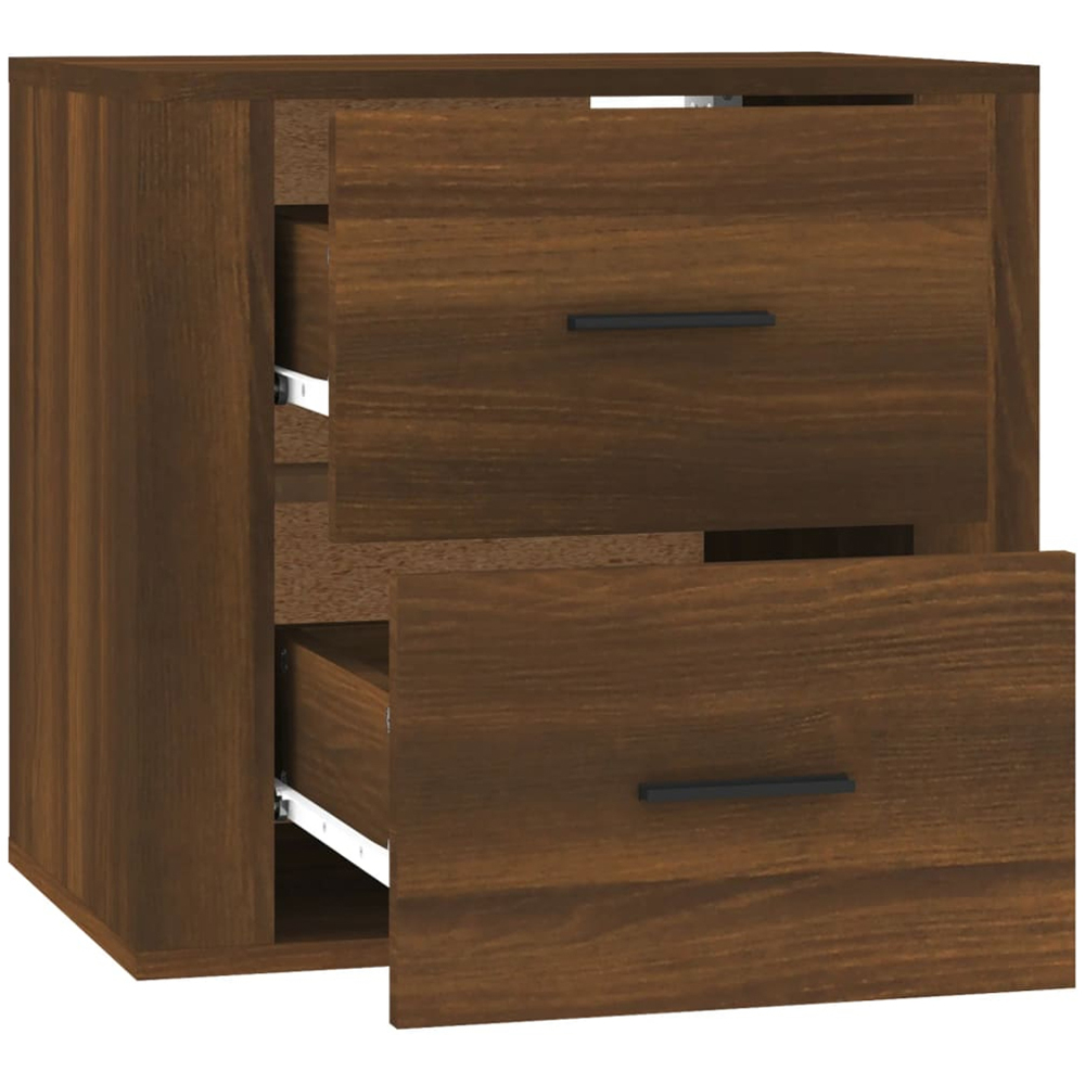 vidaXL 2 Drawer Brown Oak Wall Mounted Bedside Cabinet Image 5