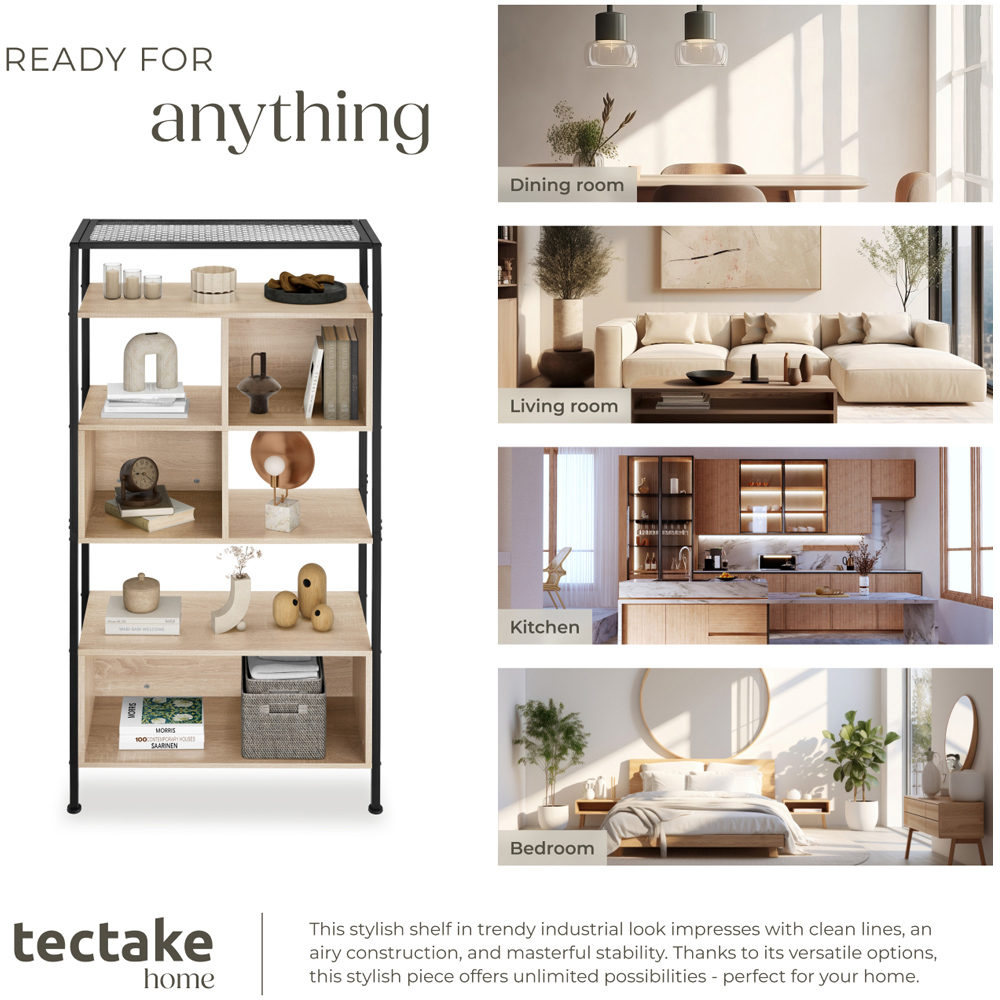 tectake Hastings 5 Shelf Oak Sonoma Shelving Unit Image 7