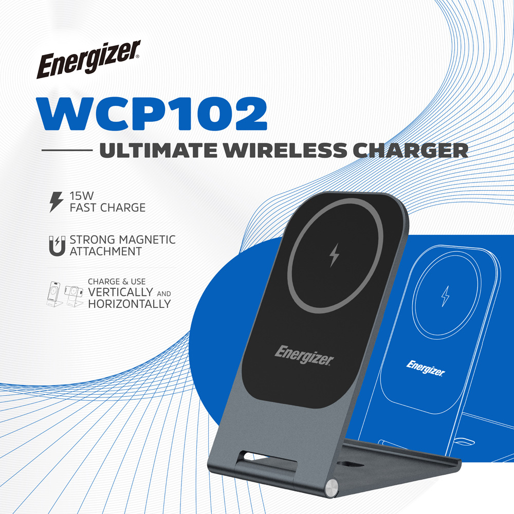 Energizer Black Aluminium Foldable QI Wireless Charging Stand 15W Image 7