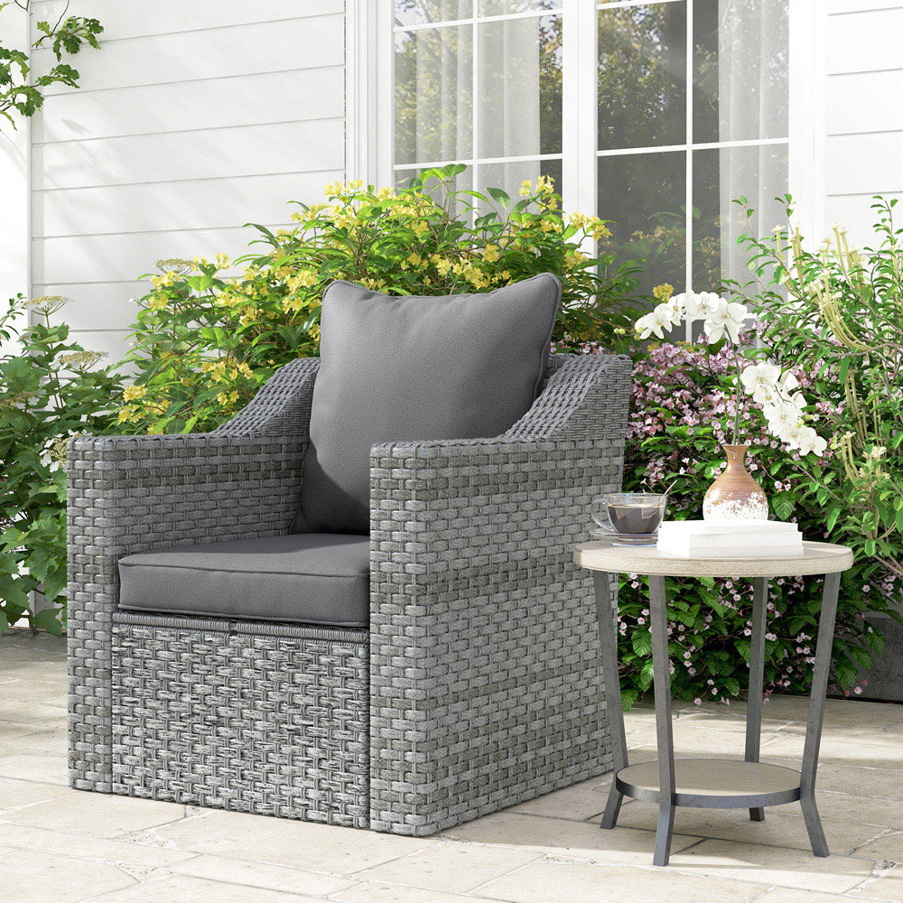 Outsunny Charcoal Grey Seat and Back Cushion Set Image 2