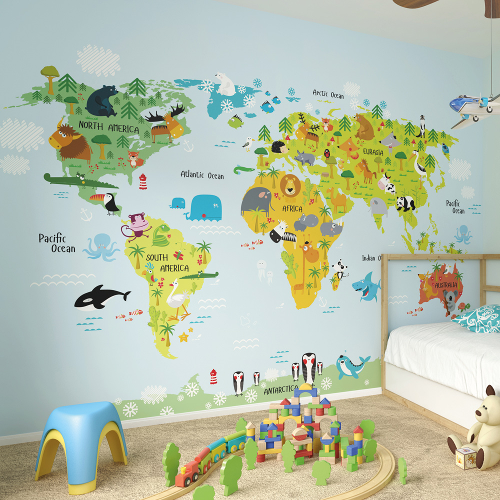 Origin Murals Whole Wide World Multicolour Wall Mural Image 1