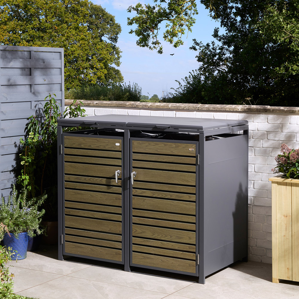 Rowlinson Chelsea Oak 2 Wheelie Bin Store Image 3