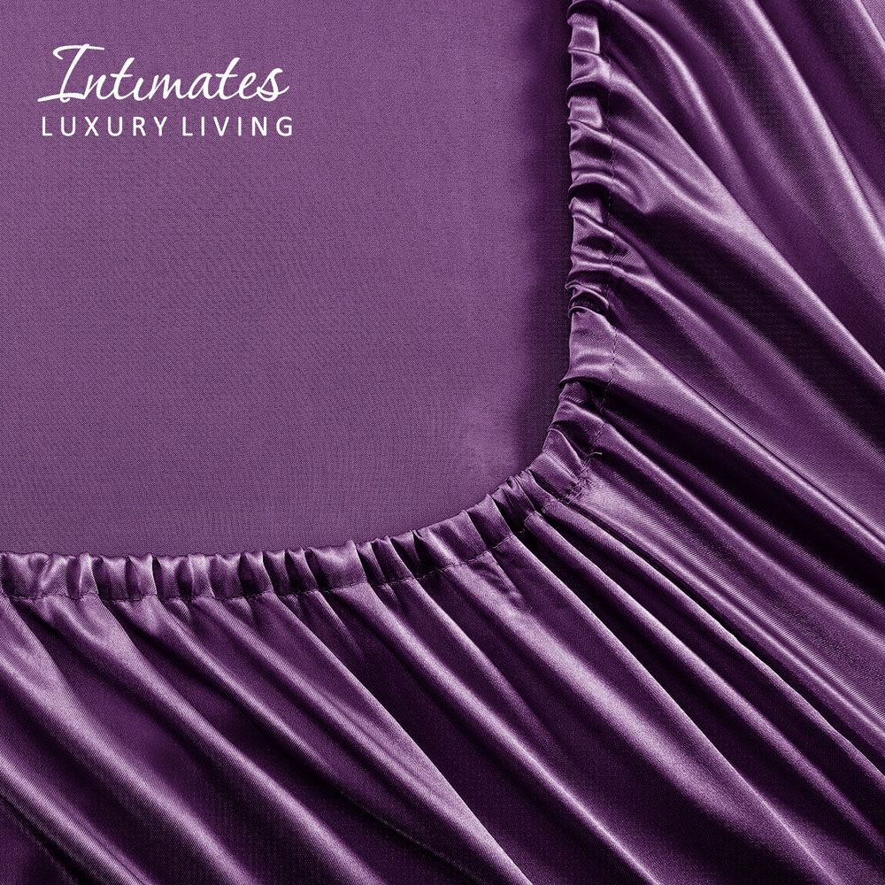 Intimates King Size Purple Satin Bedding Set Image 4