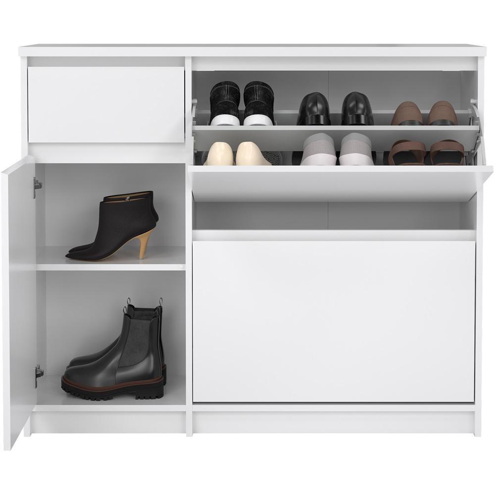Florence Single Door 3 Drawer White High Gloss Shoe Cabinet Image 3