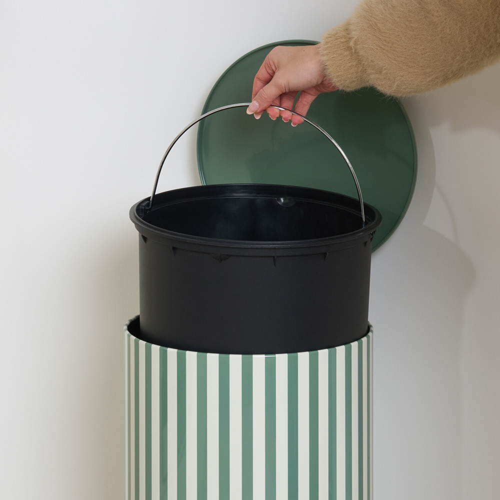 Stripe Printed Pedal Bin Sage Image 3