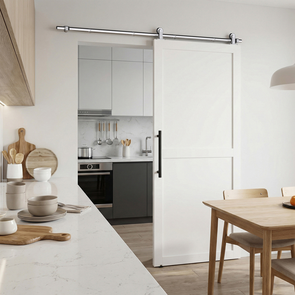 HOMCOM Sliver Tone Smooth Quiet Sliding Door Hardware Kit 180cm Image 5