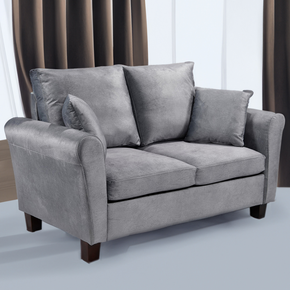 Brooklyn 2 Seater Grey Brushed Velvet Sofa Image 1
