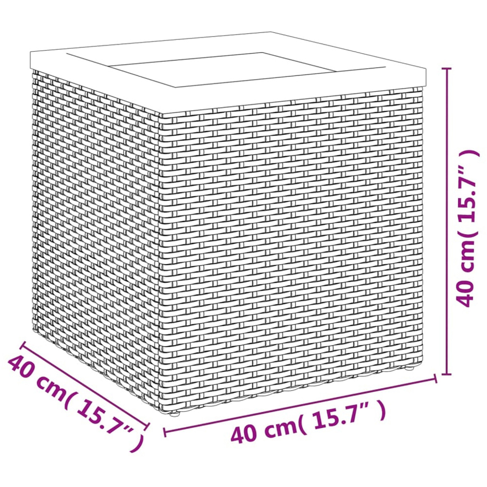 vidaXL Black PE Rattan Square Garden Planter 40cm Image 4