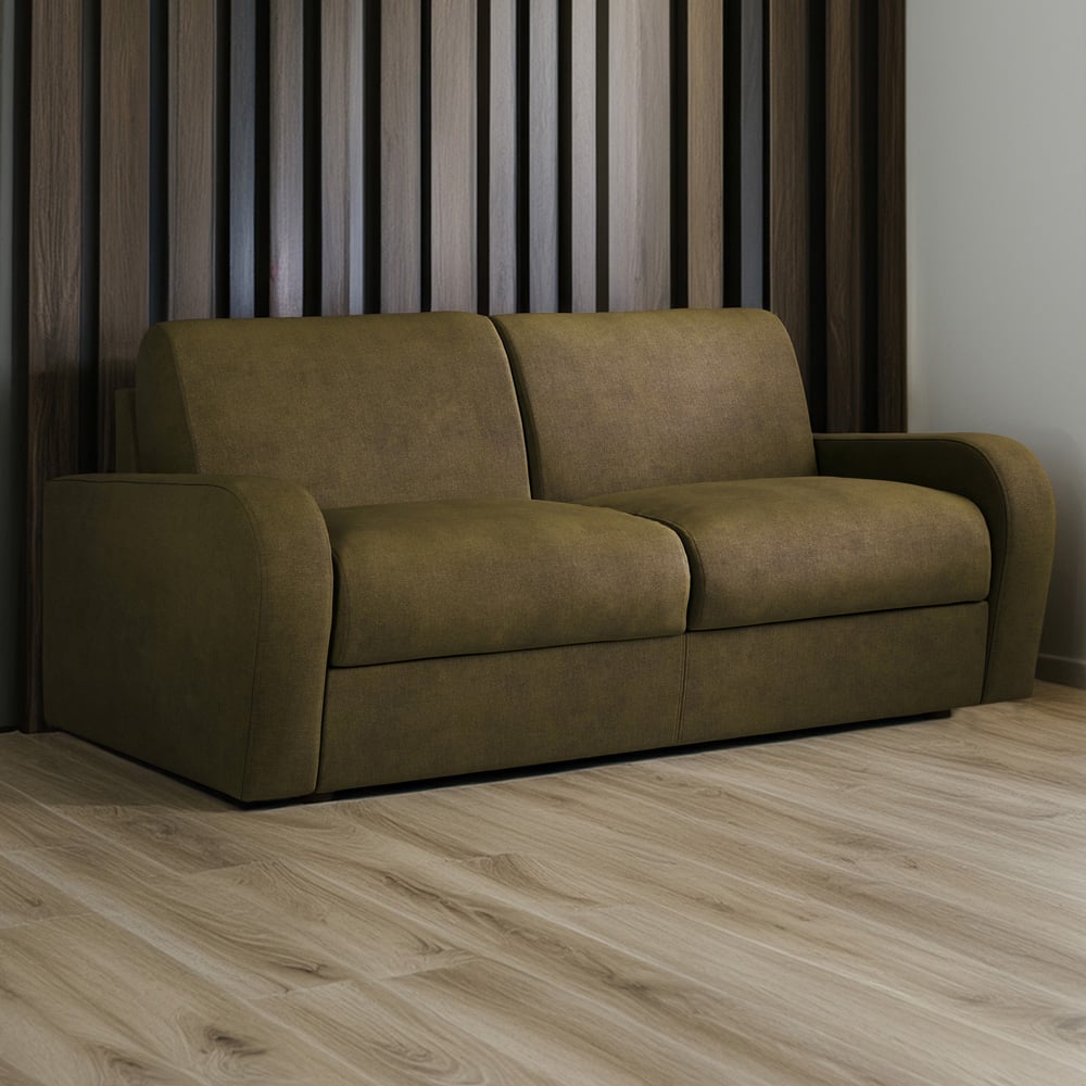 Jay-Be Deco 3 Seater Brushed Twill Hunter Sofa Bed with e-Sprung Mattress Image 1