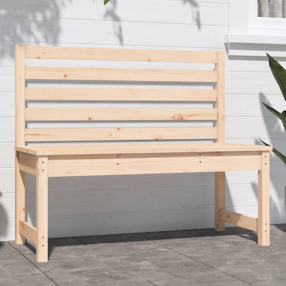 vidaXL Natural Solid Pine Wood Slatted Garden Bench 109 x 48 x 91.5cm Image 1