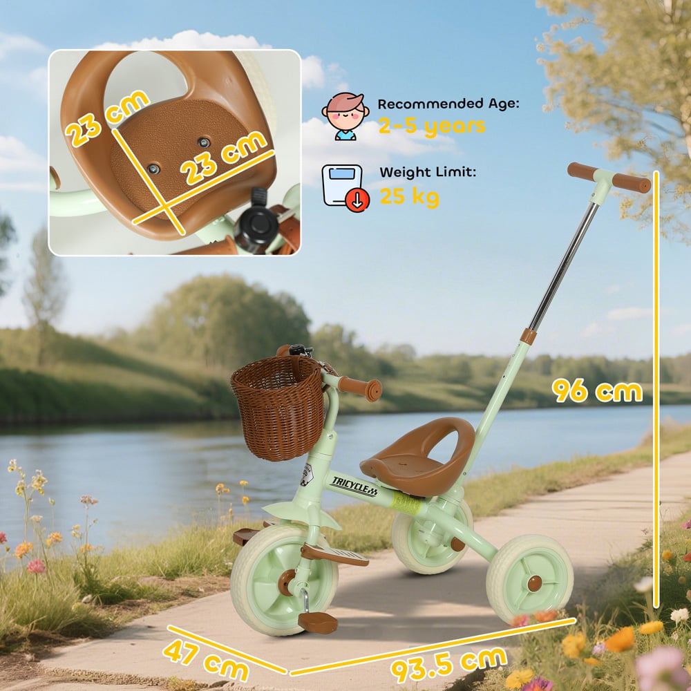 Tommy Toys Toddler Green Trike with Adjustable Handle and Basket Image 9