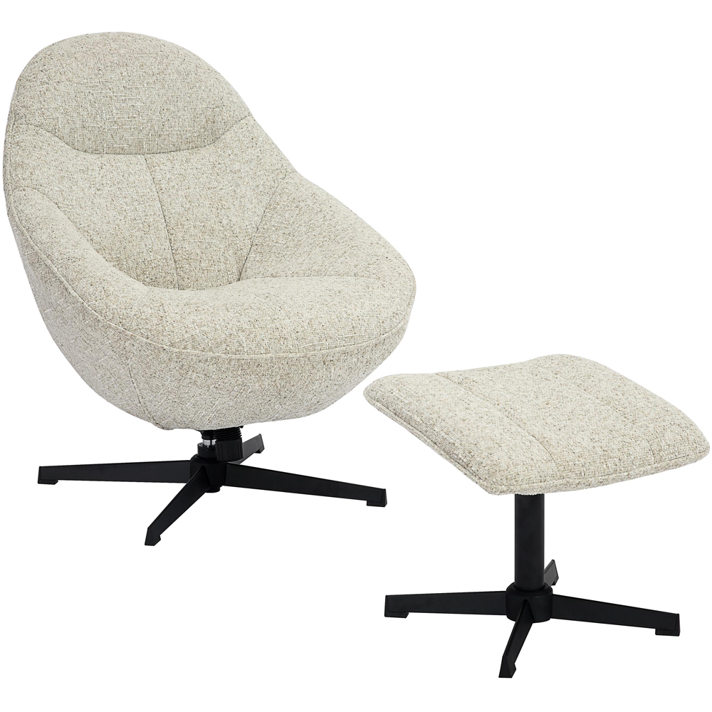 Serene Natural Swivel Lounge Chair and Footstool Set Image 2