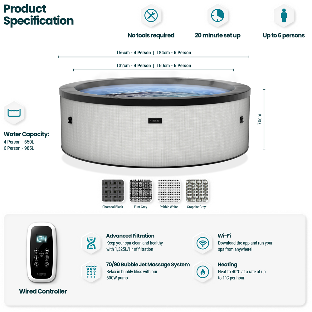 Wave Spas Tahoe 4 Person Graphite Grey Eco Foam Hot Tub with EnergySave Bundle Image 7