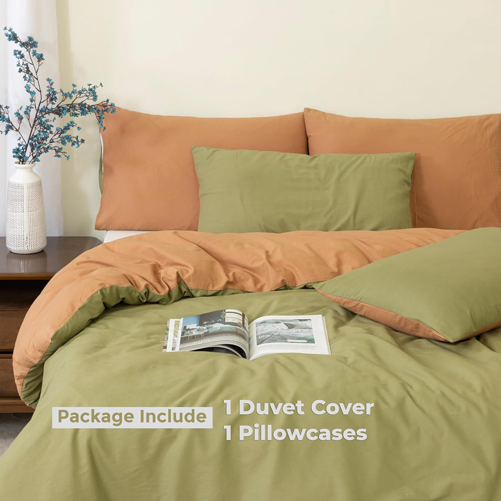 MHG Living Single Olive Green Reversible Duvet Set Image 3