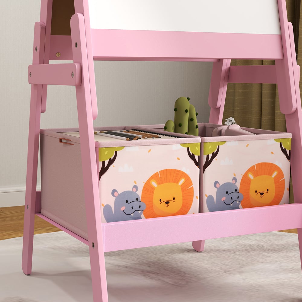 Tommy Toys 2-in-1 Kids Pink Double Sided Easel with Storage Box Image 4