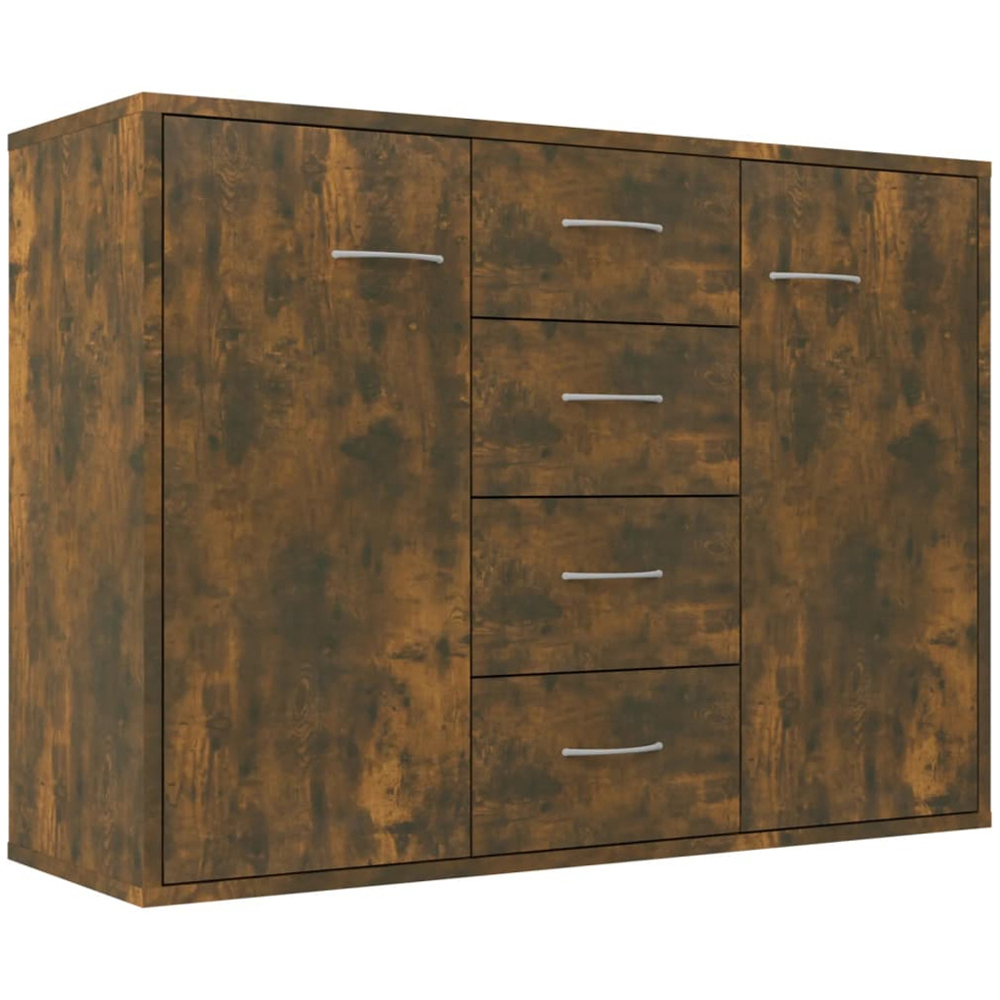 vidaXL 2 Door 4 Drawer Smoked Oak Sideboard Image 2