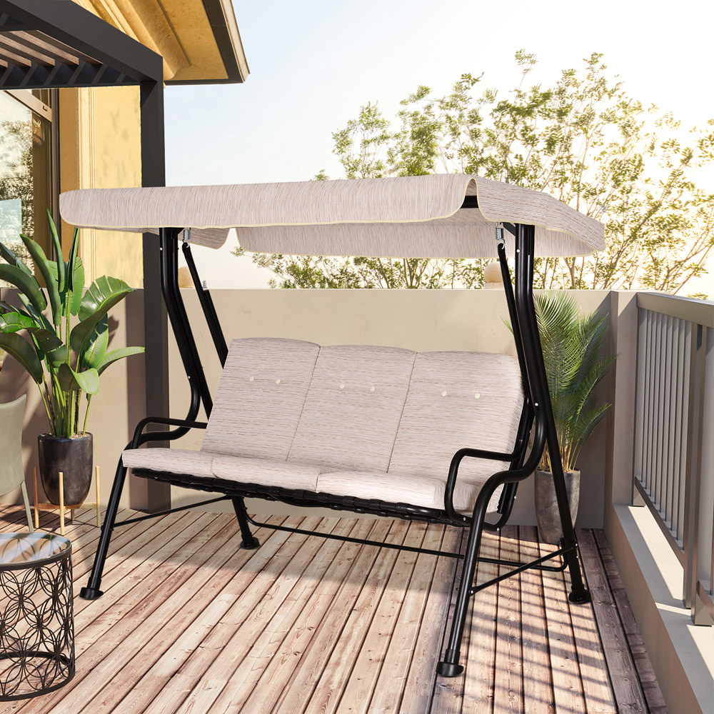 Outsunny 3 Seater Beige Outdoor Garden Swing Chair Image 4