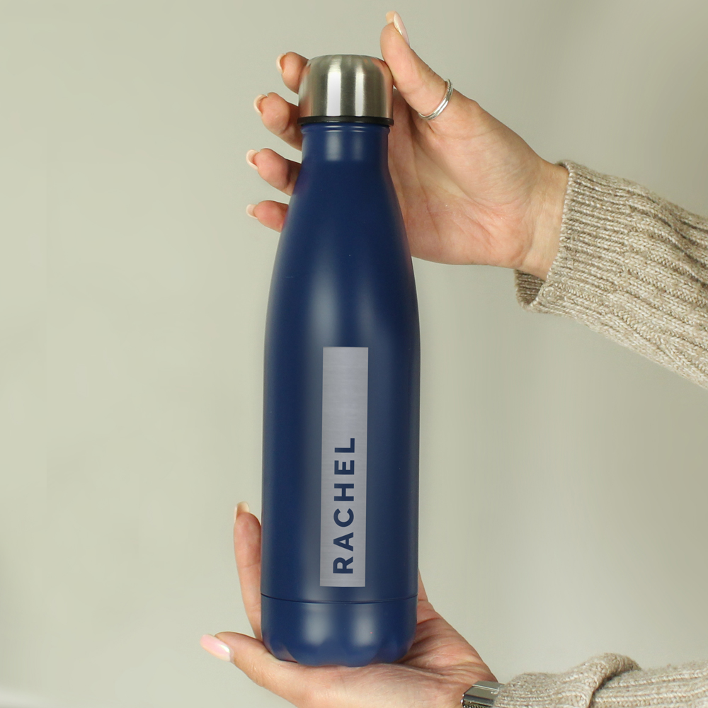 Personalised Memento Navy Stainless Steel Bottle 500ml Image 3