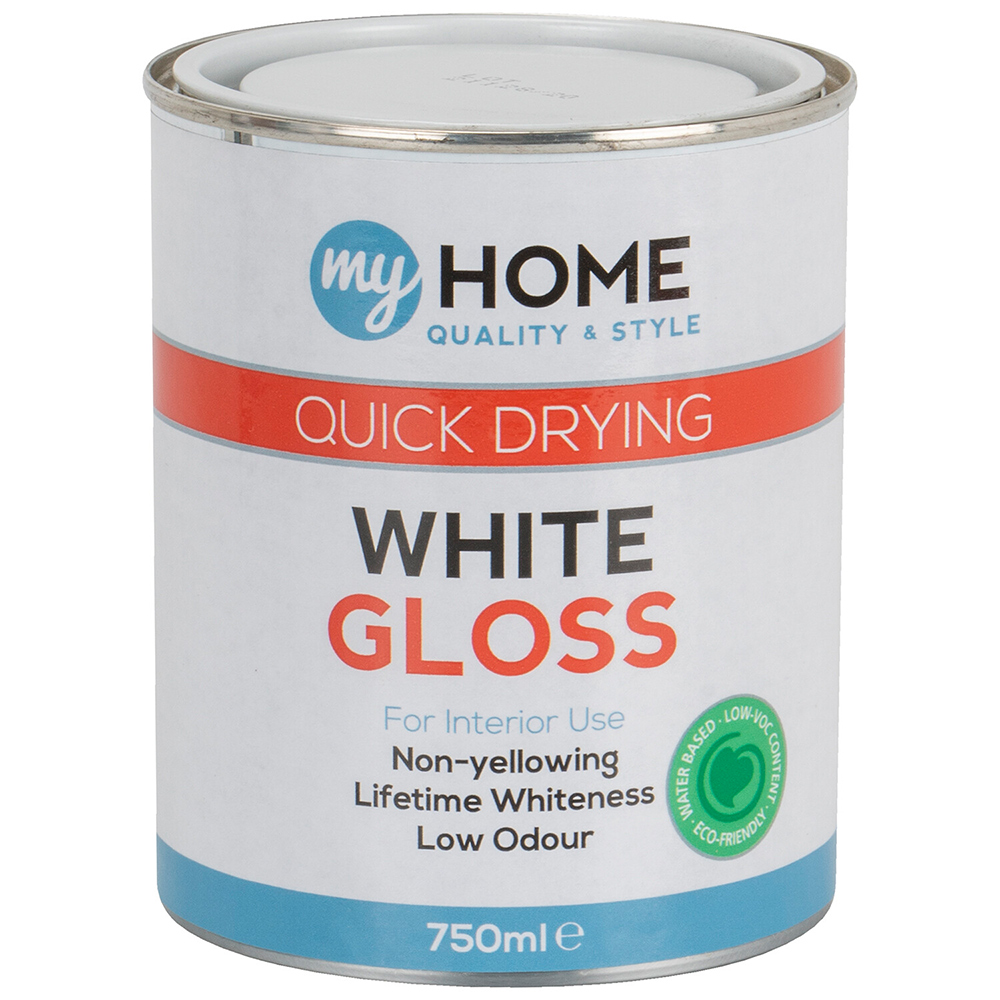 My Home Multi Surface White Gloss Quick Dry Paint 750ml Image 2