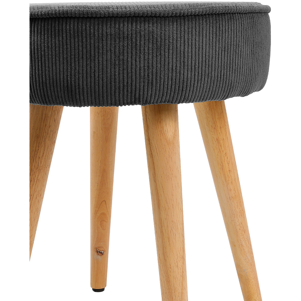 Living and Home Corduroy Round Footstool with Wooden Legs Image 6