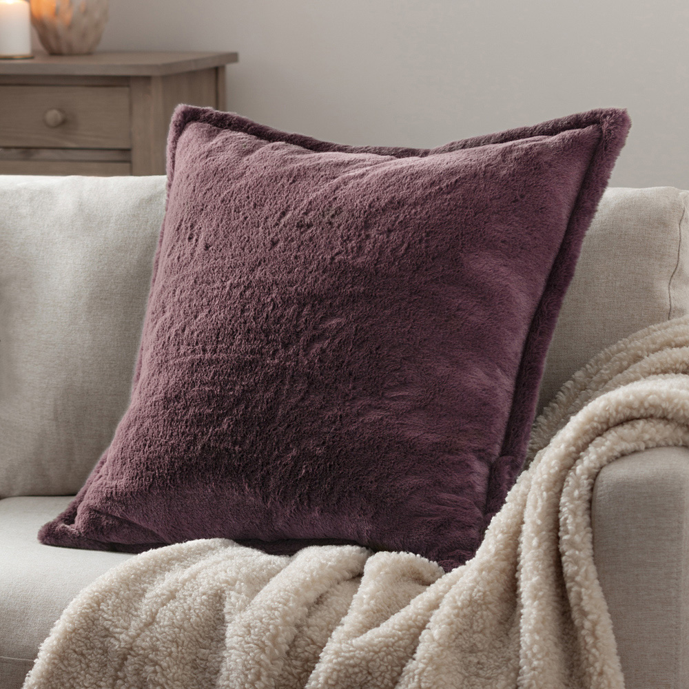 Furn Kallu Mulberry Faux Fur Cushion 55 x 55cm Image 2