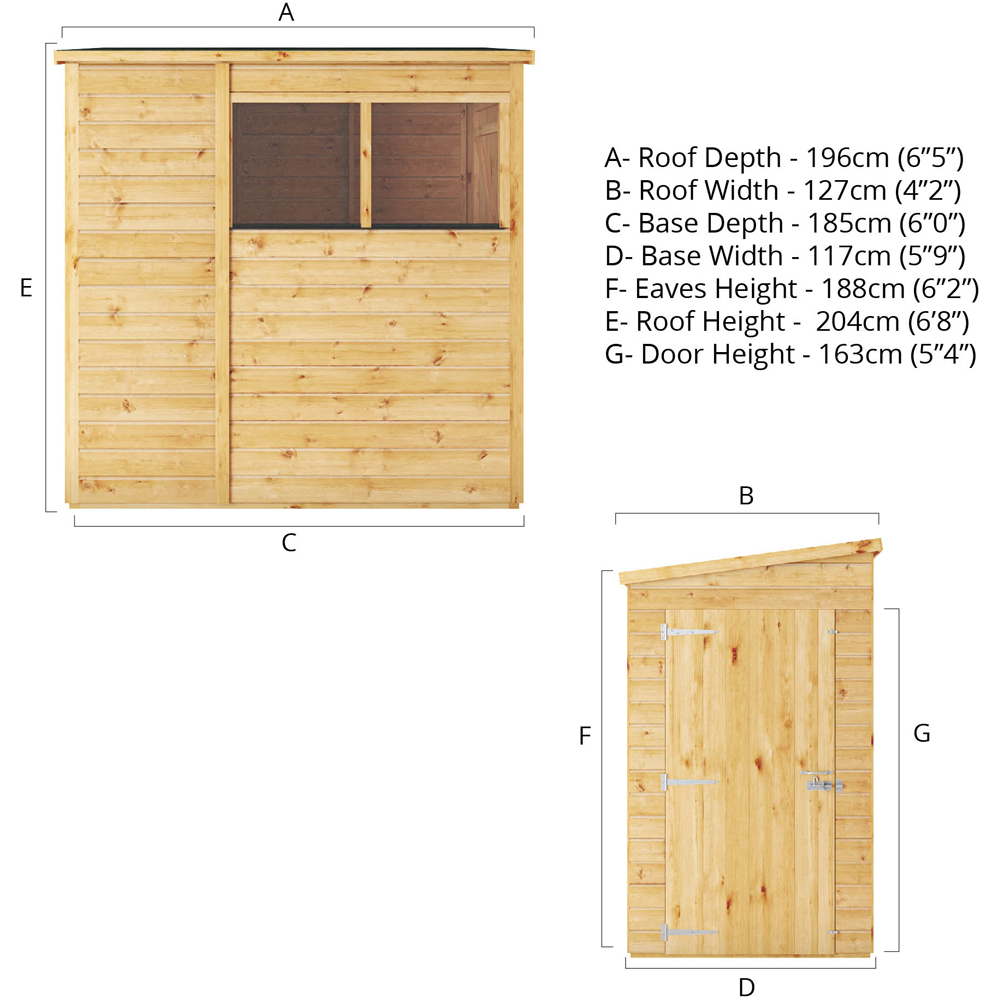 Mercia Woodsman 6 x 4ft Shiplap Glass Pent Shed Image 9