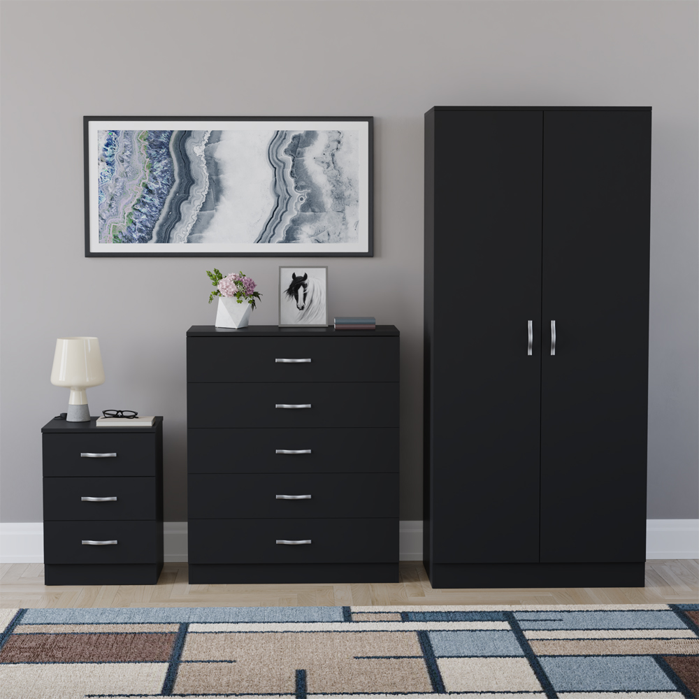 VIDA DESIGNS Riano Black 3 Piece Bedroom Furniture Set Image 2