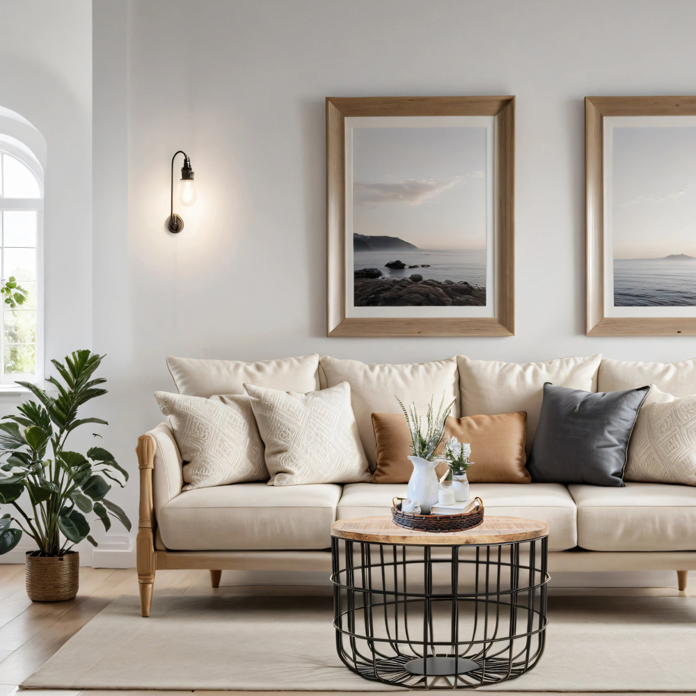 Brooklyn Surrey Solid Wood and Metal Wire Coffee Table Image 2