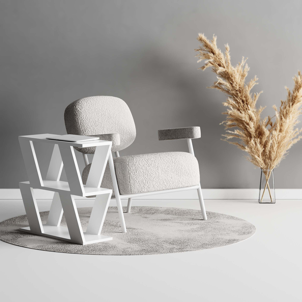 Decortie Lazena 2 Shelf White Side Table Image 7