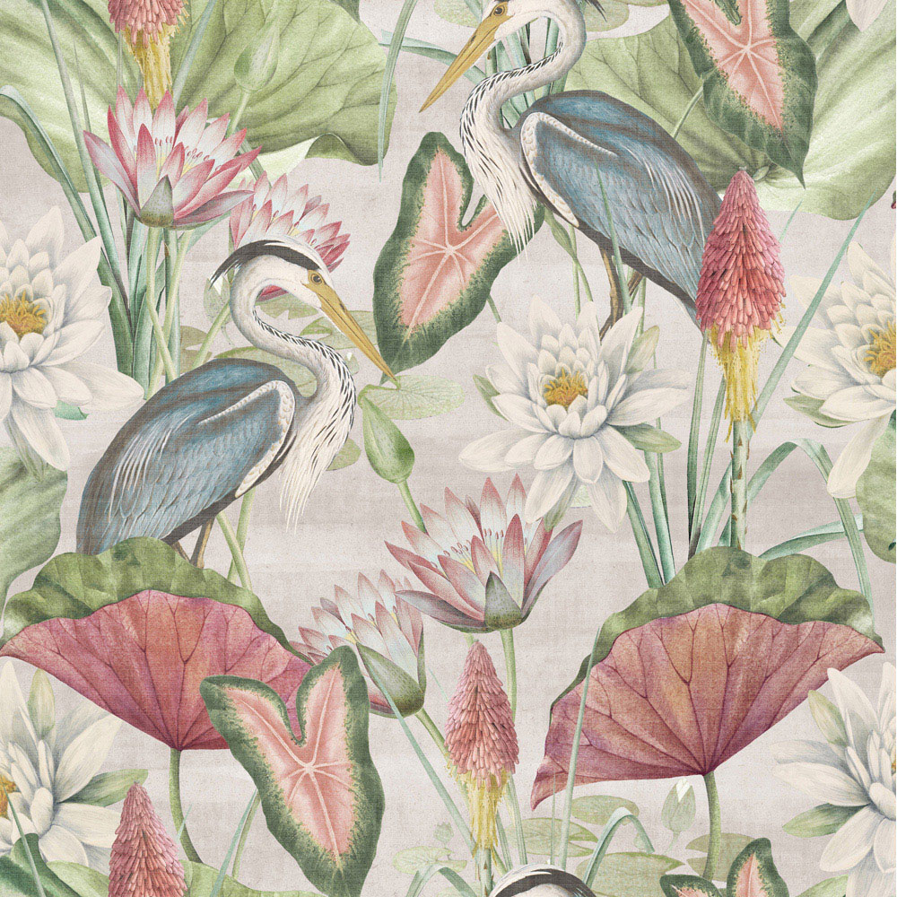 Esselle Home Waterlily Lake Linen Multicolour Wallpaper Image 1