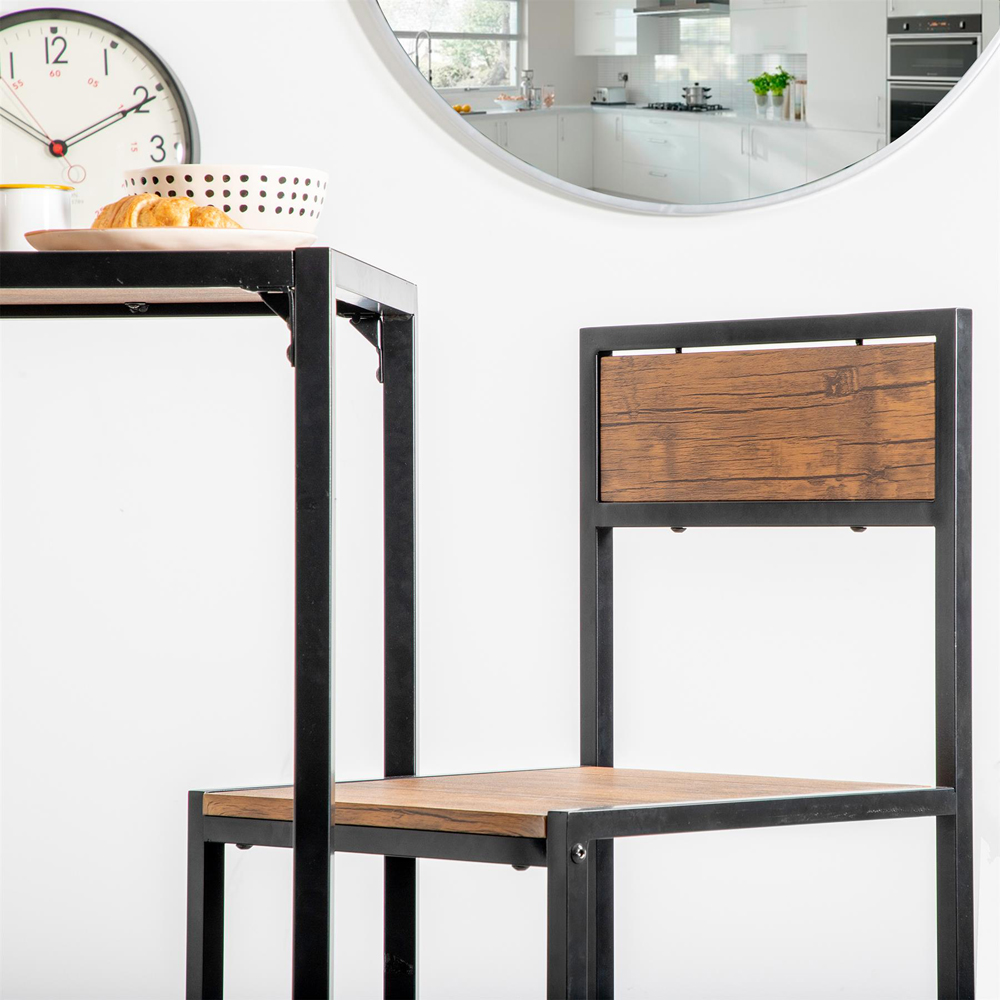 Harbour Housewares 2 Seater Industrial Breakfast Bar Set Brown Image 3