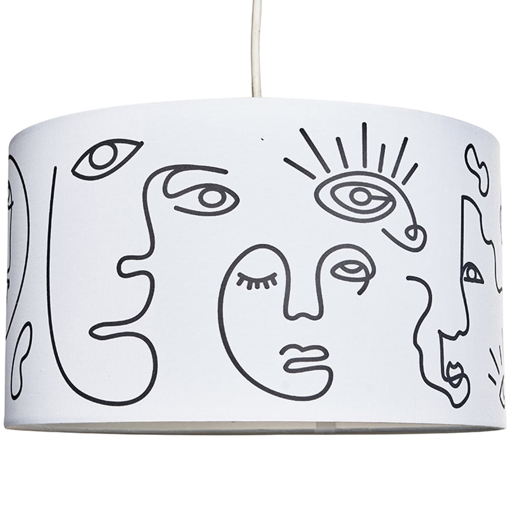 ValueLights Reni Abstract Face Fabric Ceiling Drum Lamp Shade Image 1