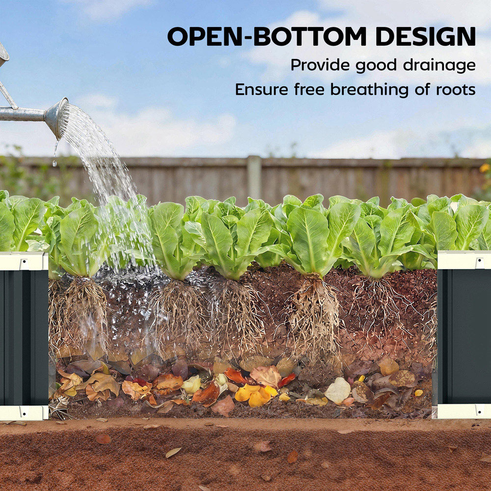 Outsunny Dark Grey Galvanised Raised Garden Bed with Gloves 136 x 52 x 31cm Image 6