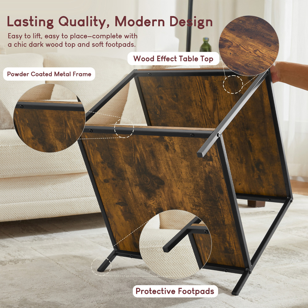 VIDA DESIGNS Brooklyn Dark Wood Metal Frame End Table Image 7