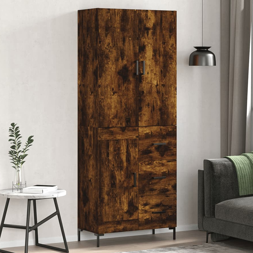vidaXL 3 Door 3 Drawer Smoked Oak Highboard Image 1
