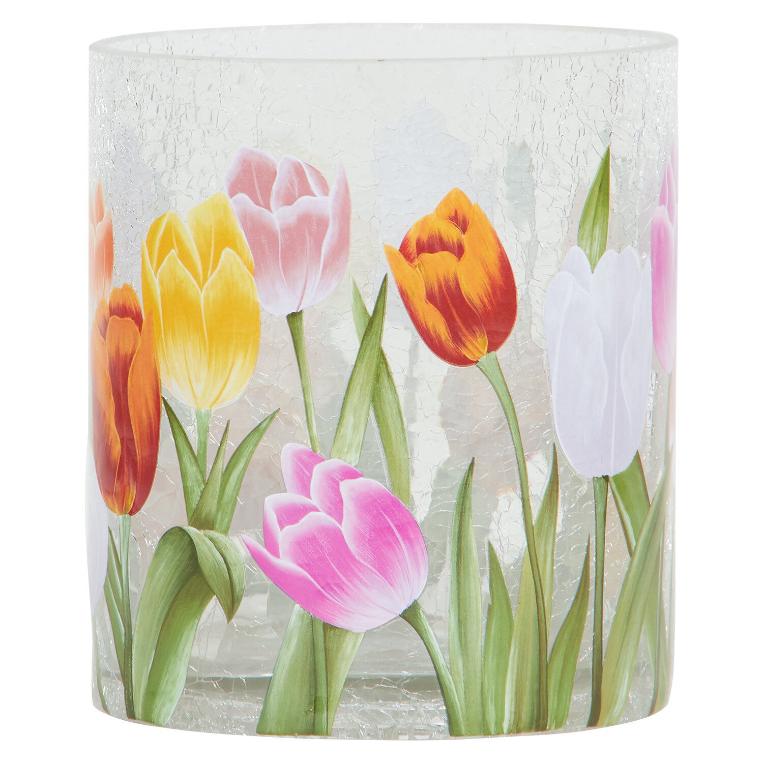 Tulip Crackle Candle Holder - Multicolour Image 1