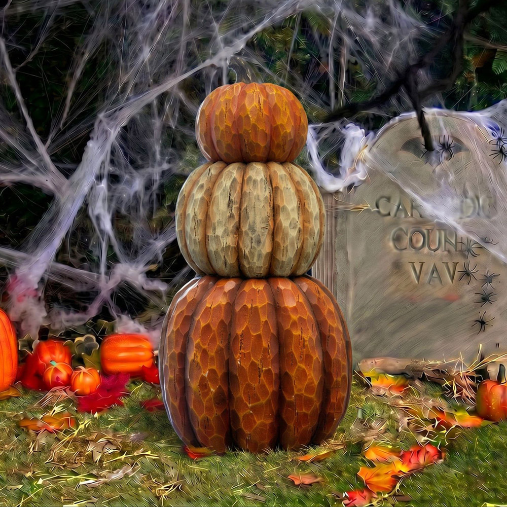 wilko Warm White LED Halloween Stacked Pumpkin Ornament 2.1ft Image 7