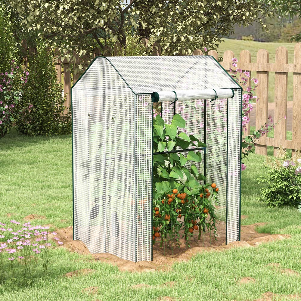 Outsunny 5 x 3.2ft Portable Walk-in Greenhouse with 2 Roll Up Door and Vent Holes Image 2