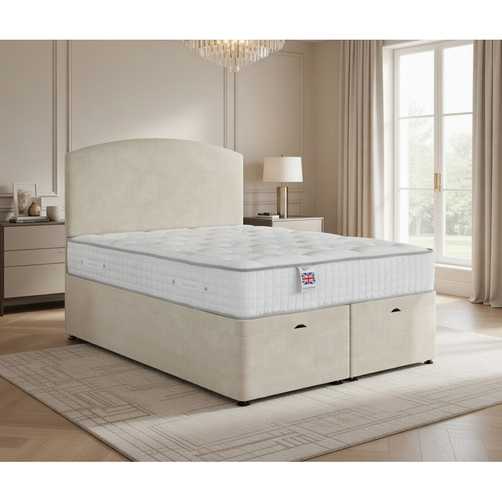 DS Living Opulence Double Cream Velvet Upholstered Ottoman Bed Image 6